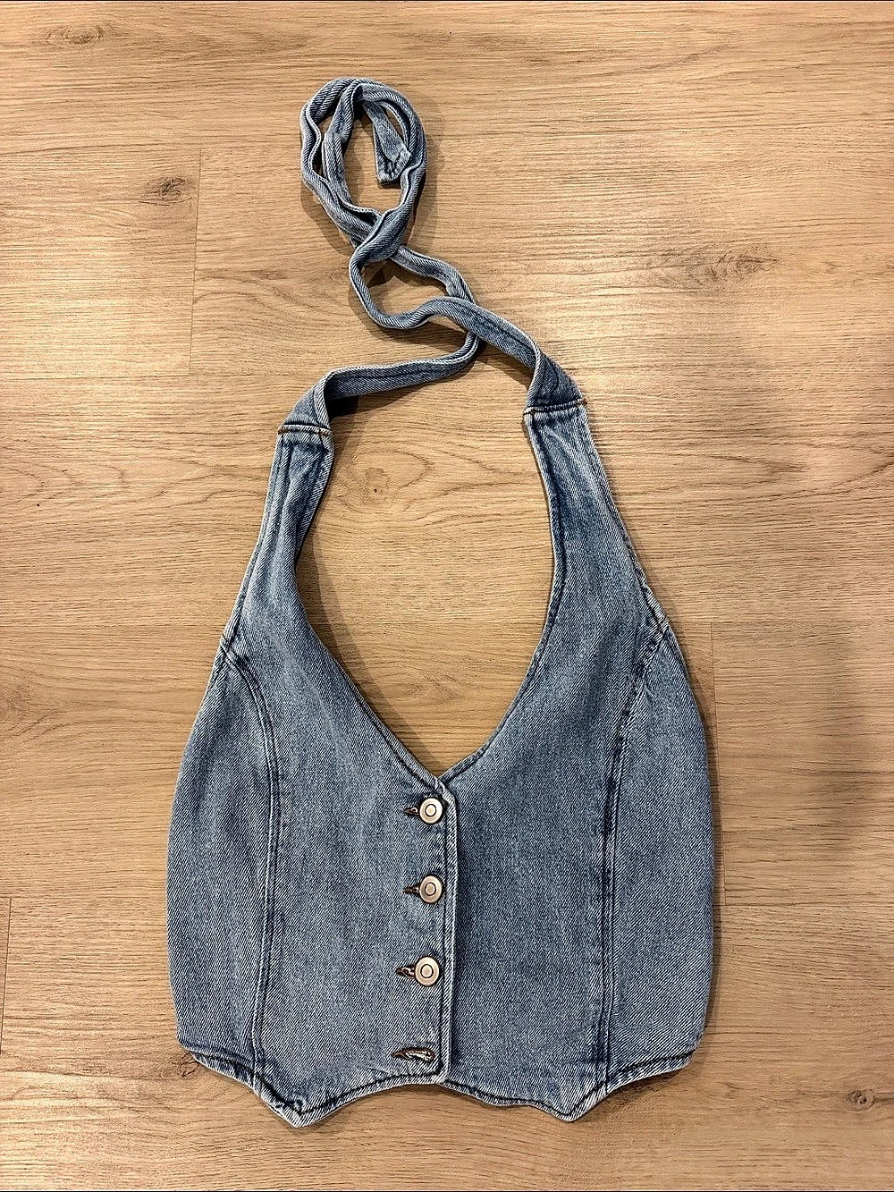 ALTAR'D STATE Tillie Denim Halter Vest Blue Small